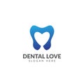 Dental love logo design vector template