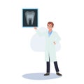 Dental medical concept. male Dentist with a dental x-ray film. Flat vector cartoon illustration
