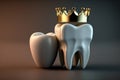 dental metal ceramic crown and prepared premolar tooth. medical precision