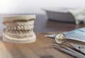 Dental mold and orthodontic tools close up Royalty Free Stock Photo