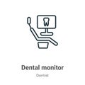 Dental monitor outline vector icon. Thin line black dental monitor icon, flat vector simple element illustration from editable Royalty Free Stock Photo