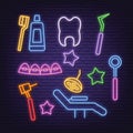 Dental neon icons