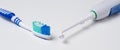 Dental oral irrigator, toothbrush. On a white background