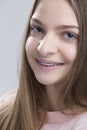 Dental and Oralcare Concepts. Closeup Portrait of Teenage Female