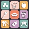 Dental and Orthodontics Flat Icons Set