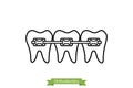 Dental orthodontics treatment - cartoon vector outline style