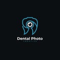 dental photo creative - tooth with shutter frame symbol icon logo concept vector illustration Royalty Free Stock Photo