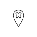 Dental pin point location line icon