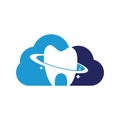 Dental planet cloud shape concept vector logo design.