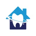 Dental planet home shape concept vector logo design.