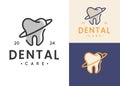dental planet icon symbol logo vector outline illustration design