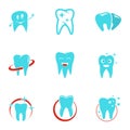 Dental polyclinic icons set, flat style