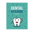 Dental poster. Cartoon dentist character with happy smile face. Tooth health care. Medical children icon. Stomatology Royalty Free Stock Photo