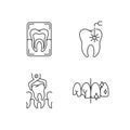 Dental practice linear icons set