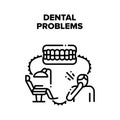 Dental Problems Vector Black Illustrations