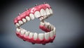 Dental prosthesis isolated on gray background. 3D illustration