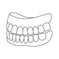 Dental prosthesis outline doodle icon. Dentistry, stomatology illustration