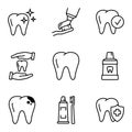 Dental related icons, such as, tooth, dentist, clean, protect, treat, oral