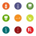 Dental revamp icons set, flat style