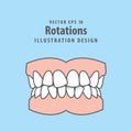 Dental rotations teeth illustration vector design on blue background. Dental care concept