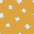 dental seamless pattern with hand-drawn tooth with yellow background vector