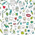 Dental seamless pattern, sketch for your design