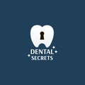 Dental secrets logo with key hole in tooth symbol for dentist stomatology