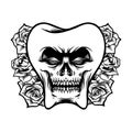 Dental Skull Rose Background Silhouette