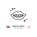 Dental Smile logo, Lips and Teeth line icon. Teeth Whitening, Stomatology, Dental care icon. Vector illustration