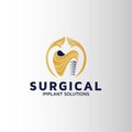 Dental surgery implantation vector logo design
