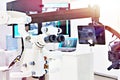 Dental surgical microscope and monitor Royalty Free Stock Photo