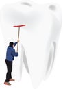 Dental technician and dentist cleaning and care of teeth