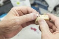 Dental Technician Working On 3D Printed Mold For Tooth Implants Royalty Free Stock Photo