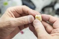 Dental Technician Working On 3D Printed Mold For Tooth Implants Royalty Free Stock Photo