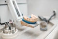 Dental technician working place at the laboratory Royalty Free Stock Photo