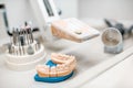Dental technician working place at the laboratory Royalty Free Stock Photo