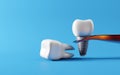 Dental teeth implants and Root caries. Oral health and dental inspection teeth. Medical dentist tool, children healthcare, 3D