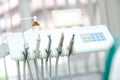 Dental tools on a dentist's chair