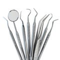 Dental tools set for teeth dental care on white. Stomat