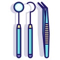 Dental tools LineColor Royalty Free Stock Photo