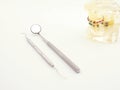 Dental tools on white background Royalty Free Stock Photo