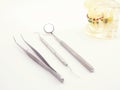 Dental tools on white background Royalty Free Stock Photo