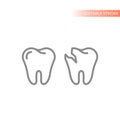 Dental tooth healthy and with caries vector icon