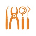Dental, Tooth opration tool icon. Orange color vector EPS Royalty Free Stock Photo