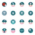 Dental treatment flat icons set Royalty Free Stock Photo