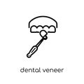 Dental veneer icon. Trendy modern flat linear vector Dental veneer icon on white background from thin line Dentist collection