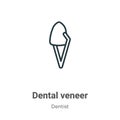 Dental veneer outline vector icon. Thin line black dental veneer icon, flat vector simple element illustration from editable