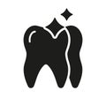 Dental Veneer Silhouette Icon. Shine Teeth, Tooth Care Glyph Pictogram. Human Oral Beauty. Dental Treatment