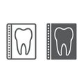 Dental x-ray line and glyph icon, stomatology