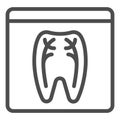 Dental xray line icon. Tooth xray vector illustration isolated on white. Orthodontic roentgen outline style design